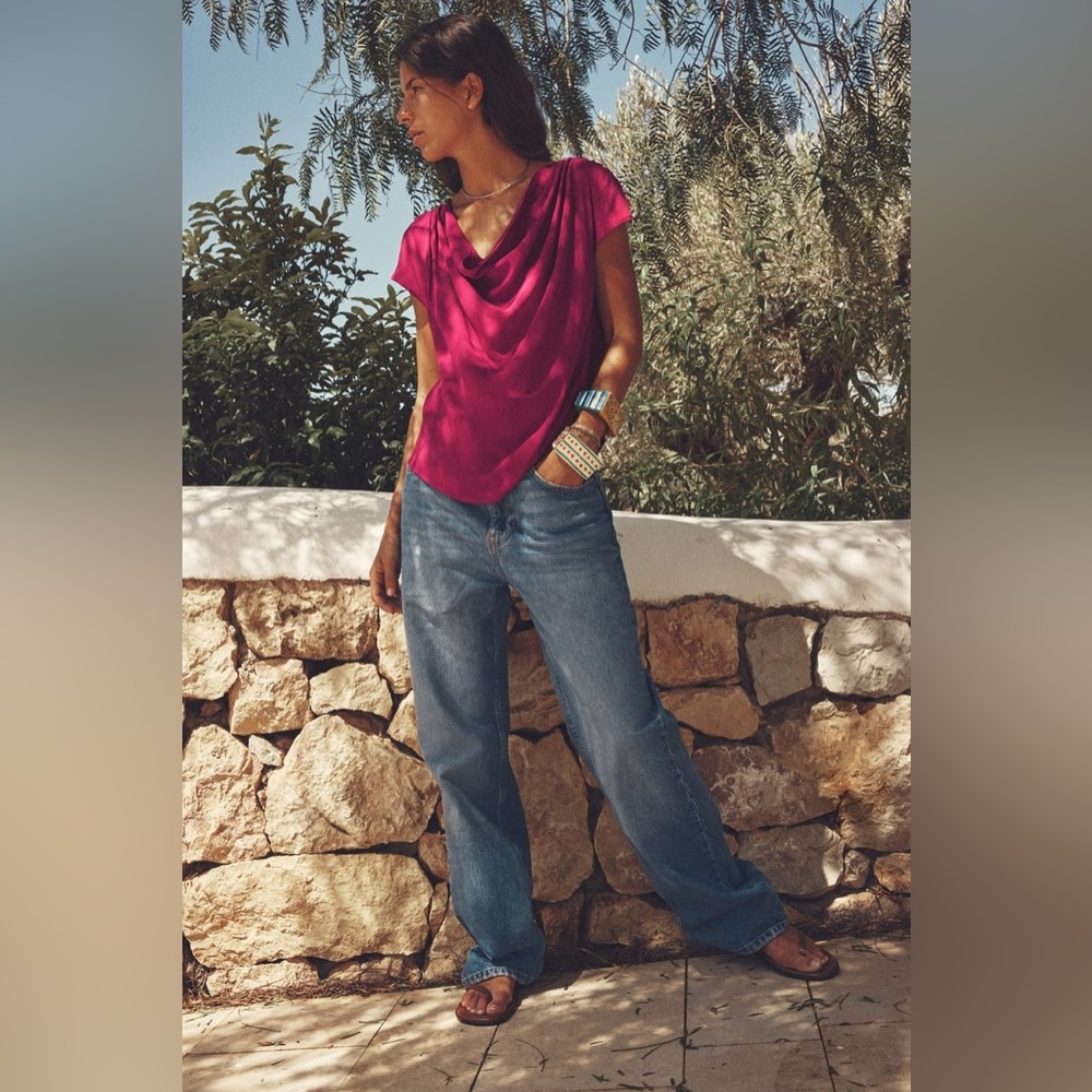 ZARA Z1975 HIGH RISE LONG LENGTH STRAIGHT CUT JEANS | INDIGO | 0108/222